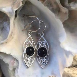 Black onyx and sterling silver earrings